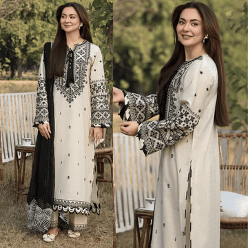 Allys - 3PC Lawn Embroidered Suit - zab939